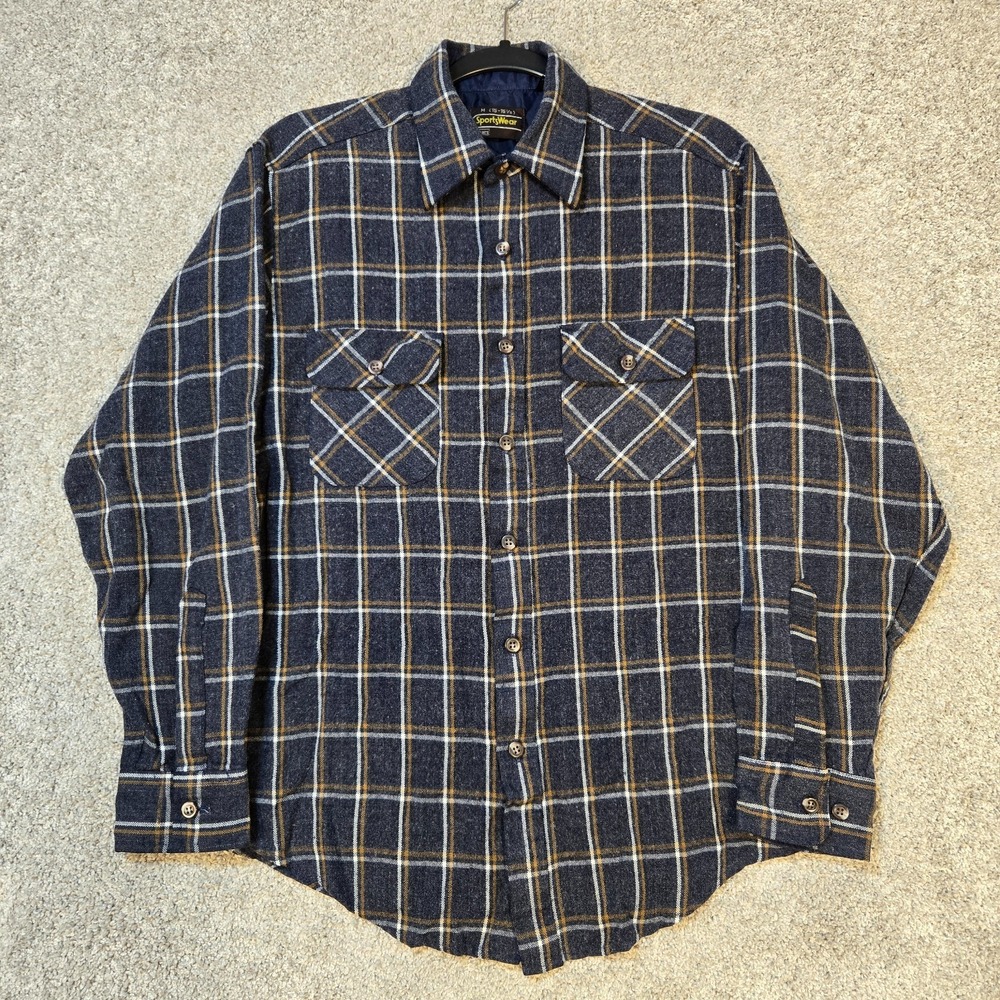 VINTAGE Sears Sportswear Acrylic Rayon Outdoor Flannel Shirt mens Medium